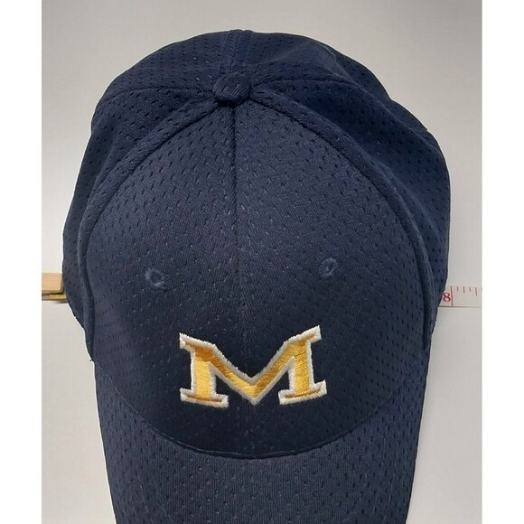Michigan Wolverines Adjustable Hat Navy Blue Yellow Logo Vent Cobra One Size GUC - Picture 11 of 15